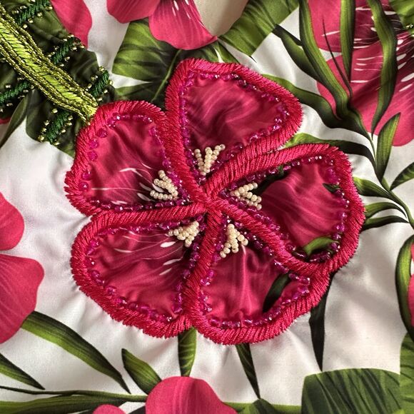 Boston Proper Embellished Tropical Printed Halter One Piece Swim suit Size M - Picture 6 of 12